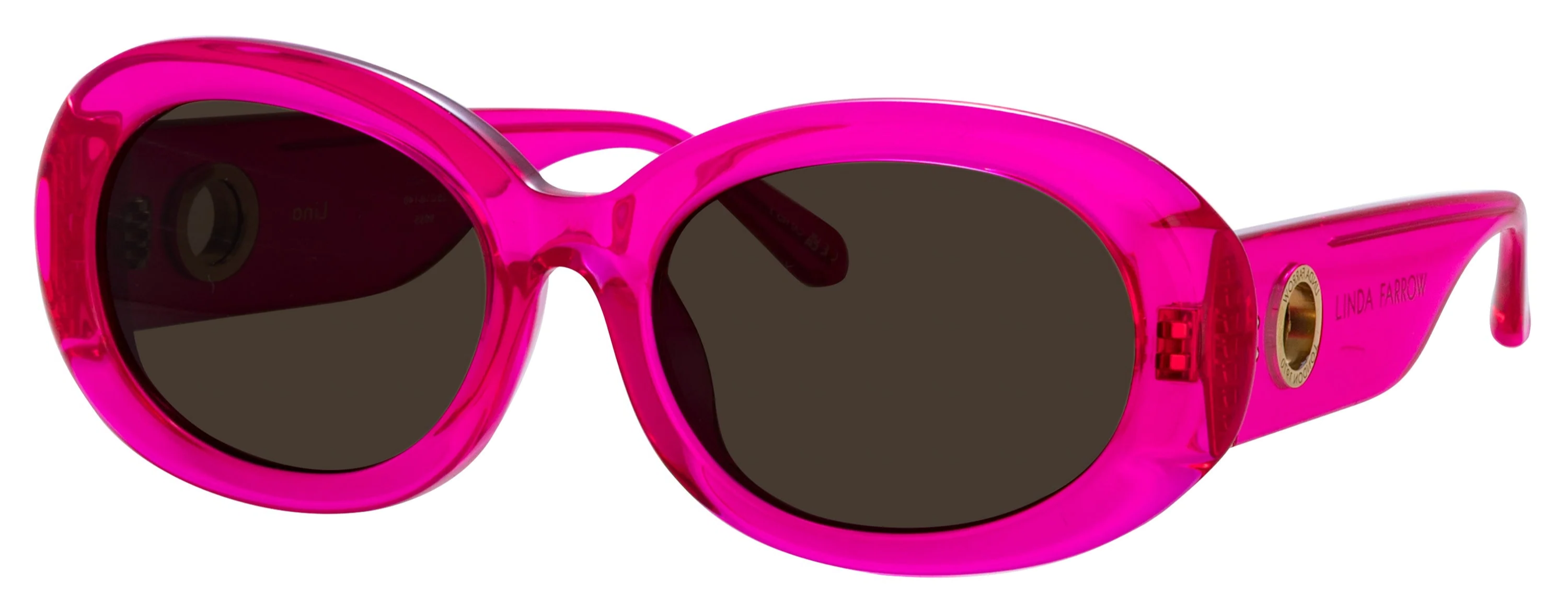 Color_LFL1462C3SUN - Lina Oval Frame Sunglasses in Neon Pink and Grey