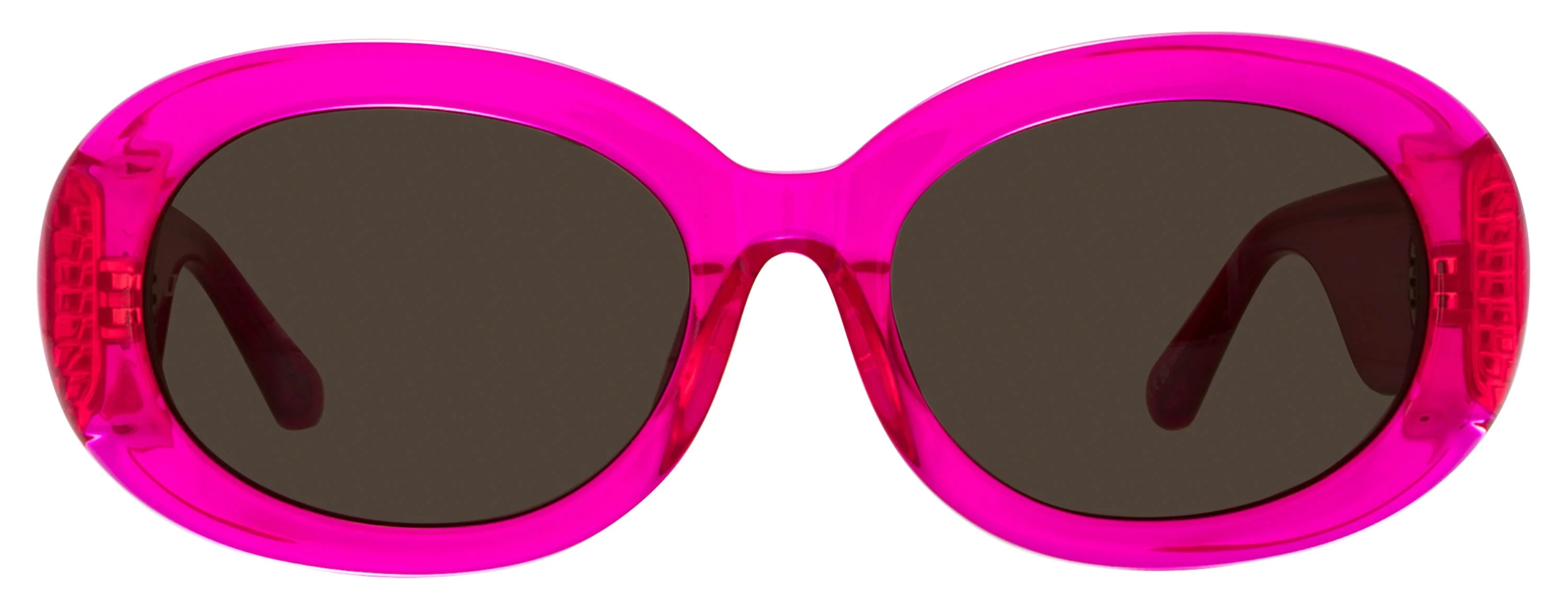 Color_LFL1462C3SUN - Lina Oval Frame Sunglasses in Neon Pink and Grey