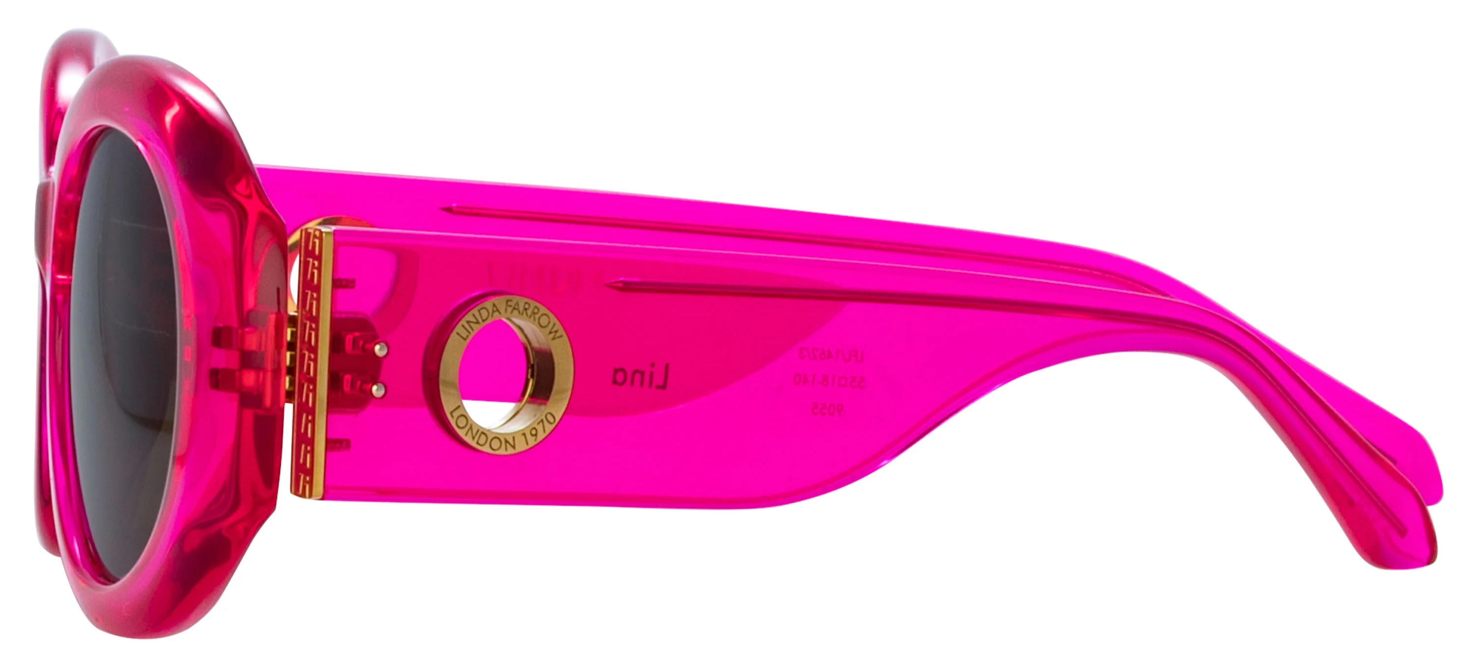 Color_LFL1462C3SUN - Lina Oval Frame Sunglasses in Neon Pink and Grey