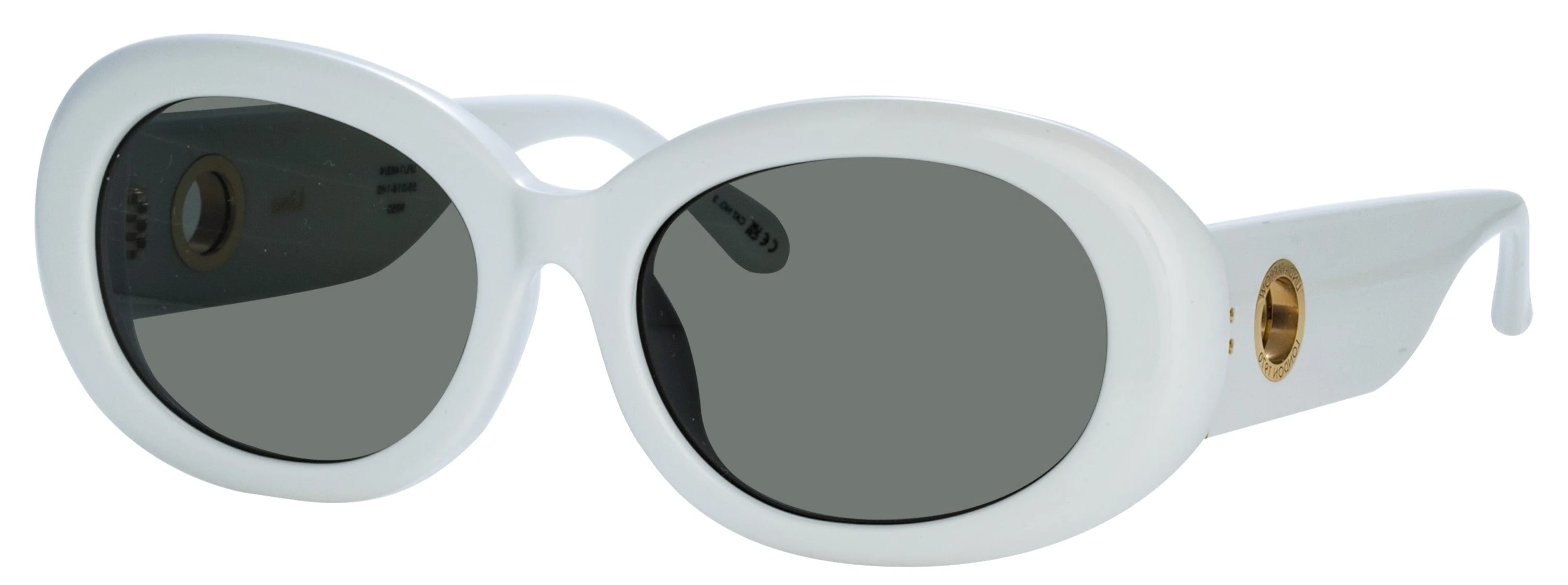 Color_LFL1462C4SUN - Lina Oval Frame Sunglasses in White and Grey