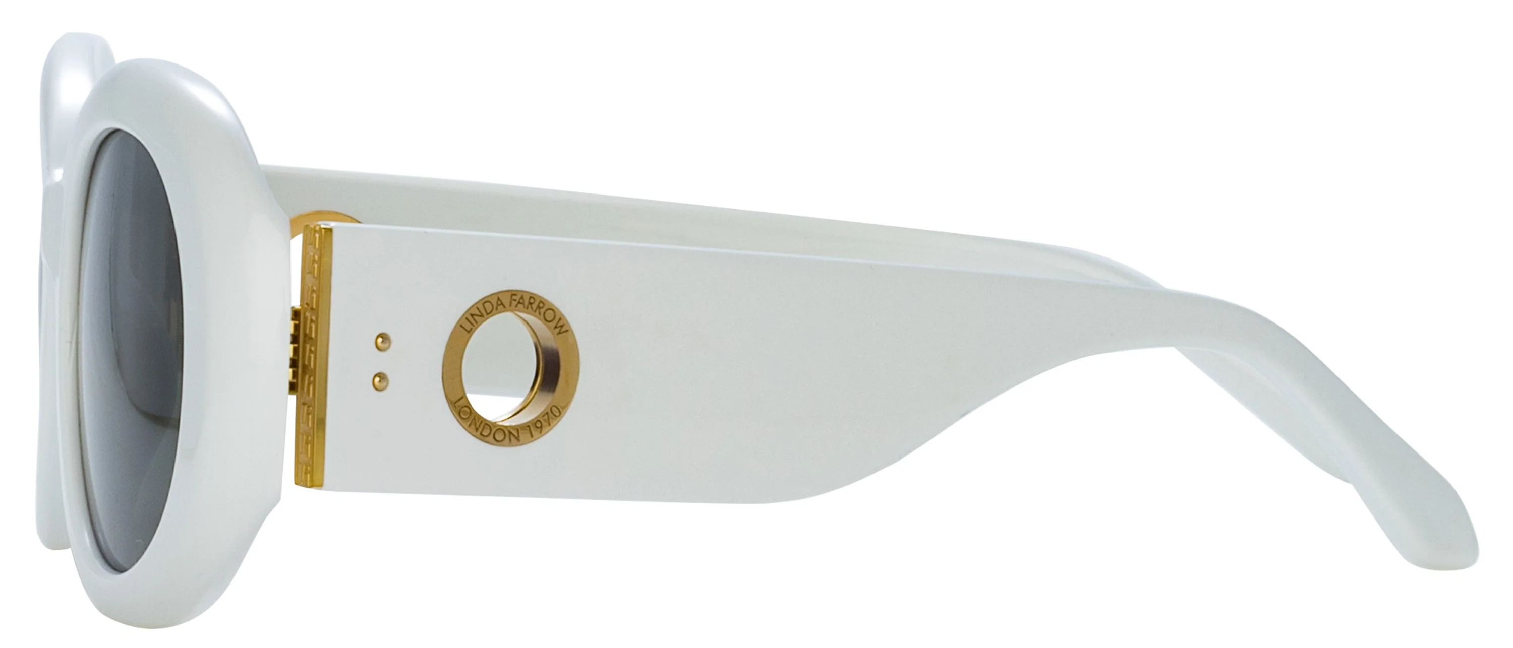 Color_LFL1462C4SUN - Lina Oval Frame Sunglasses in White and Grey