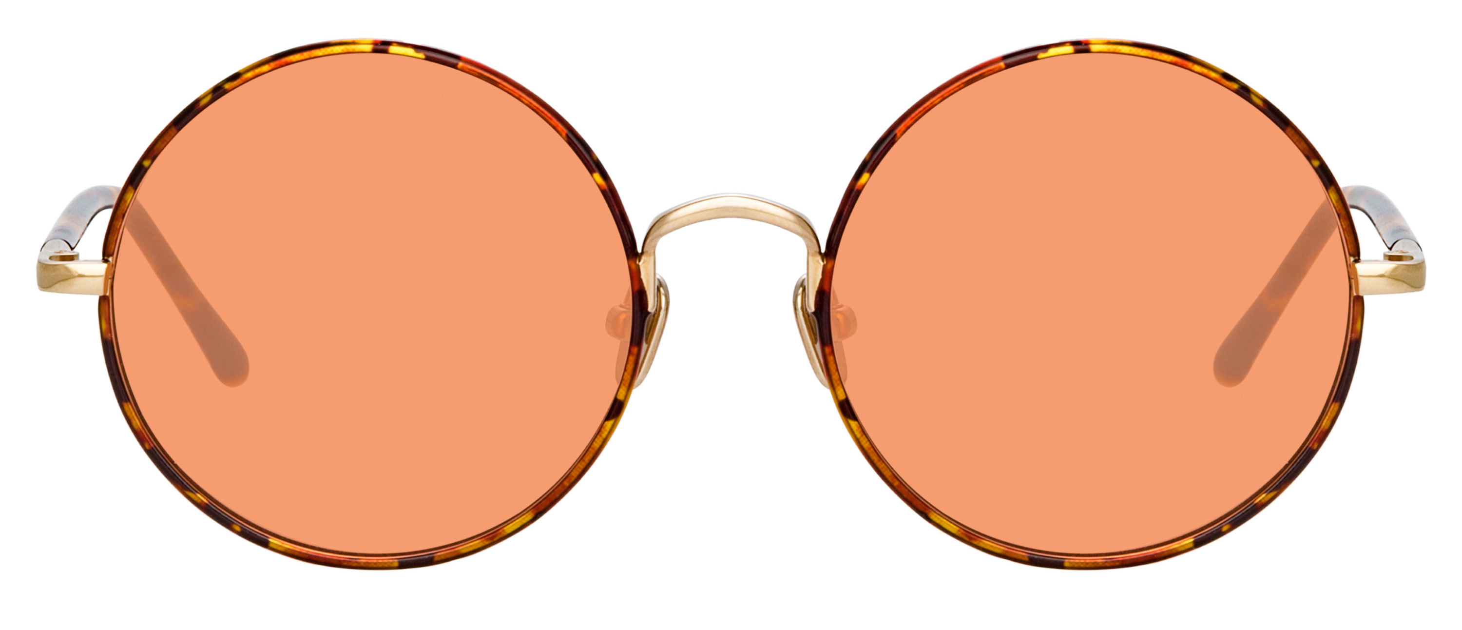 Color_LFL983C4SUN - Welch Round Sunglasses in Titanium Tortoise Shell and Solid Coral