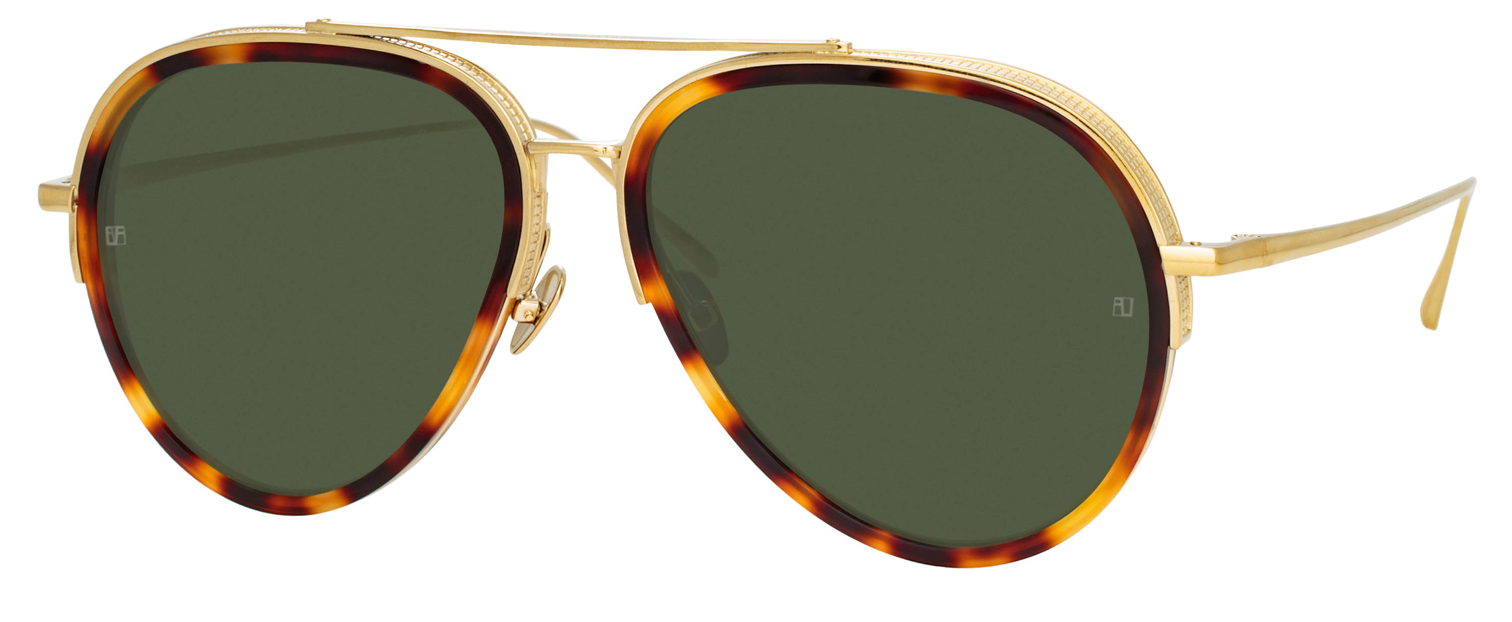 Color_LFL1118C2SUN - Abel Aviator Frame Sunglasses in T-Shell and Solid Green