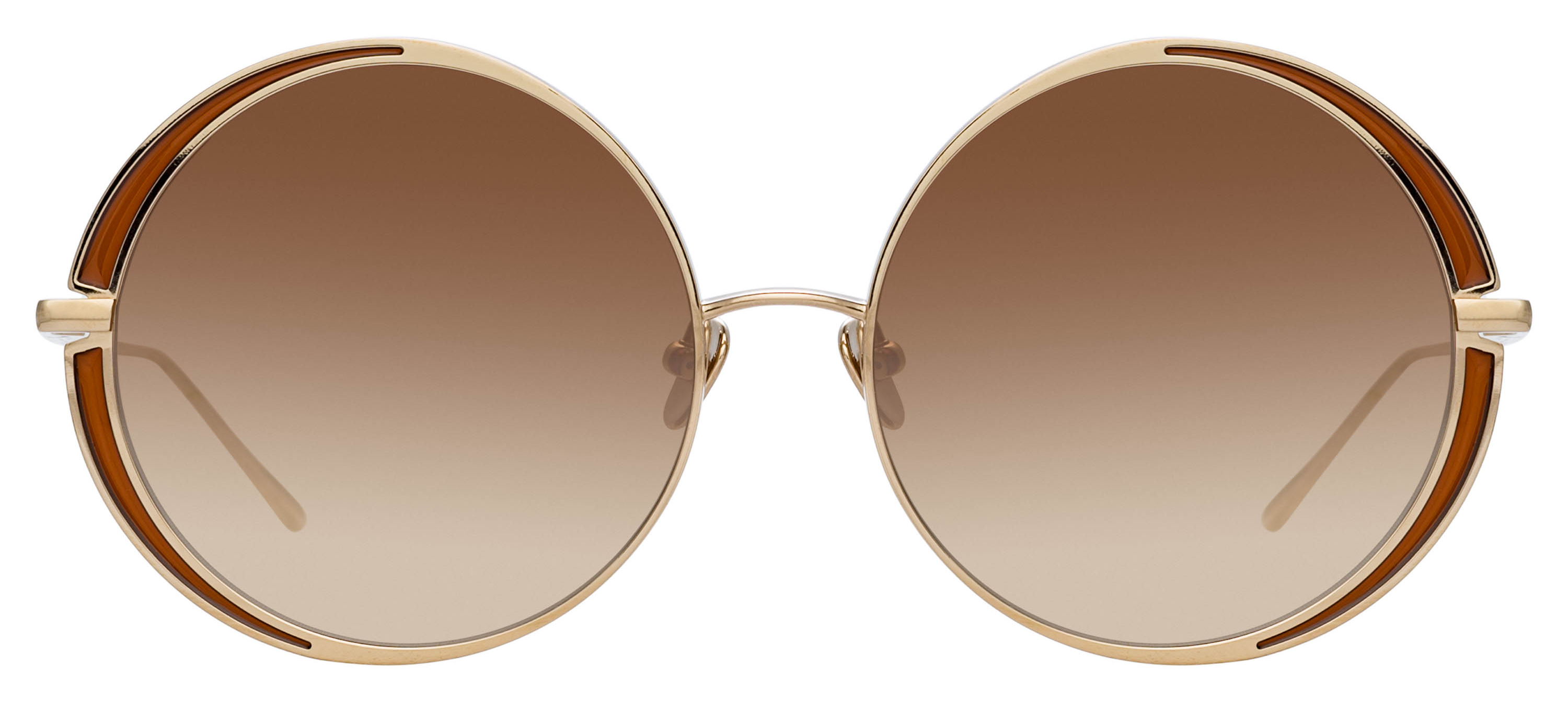 Color_LFL933C9SUN - Hart Round Frame Sunglasses in Light Gold and Brown Grad