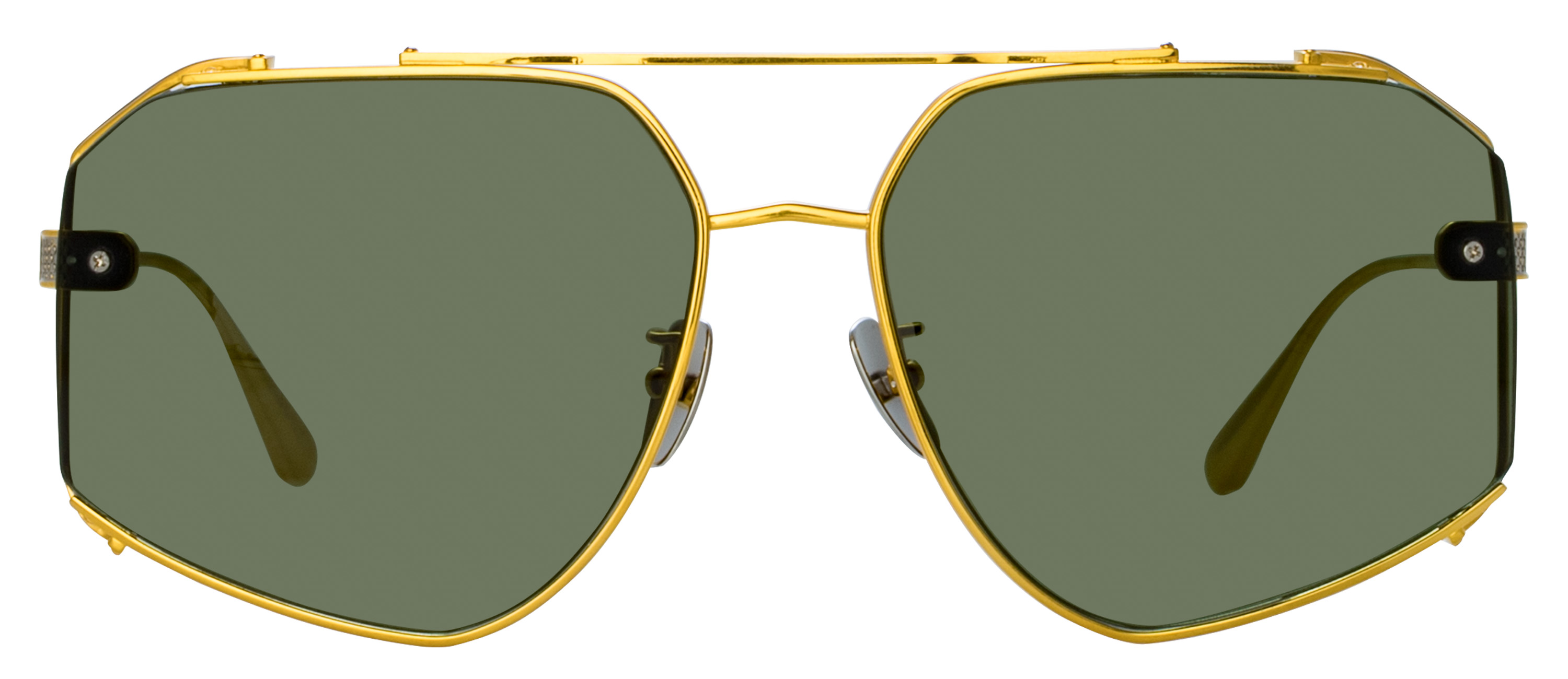 Color_LFL1505C3SUN - Amar Aviator Frame Sunglasses in Yellow Gold and Green