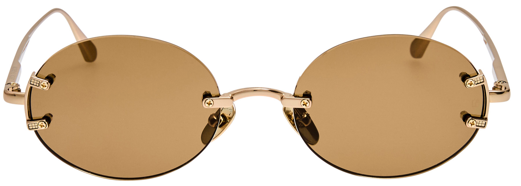 Color_LFL1544C7SUN - Stella Oval Sunglasses in Light Gold and Brown