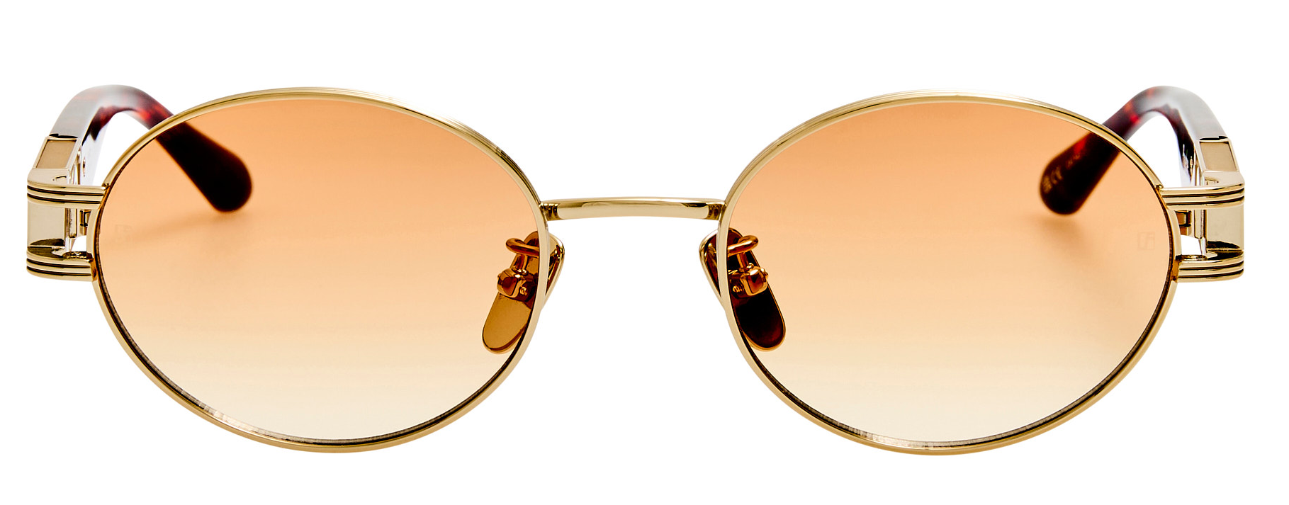 Color_LFL1657C2SUN - Phoebe Oval Frame Sunglasses in Light Gold and Camel Grad
