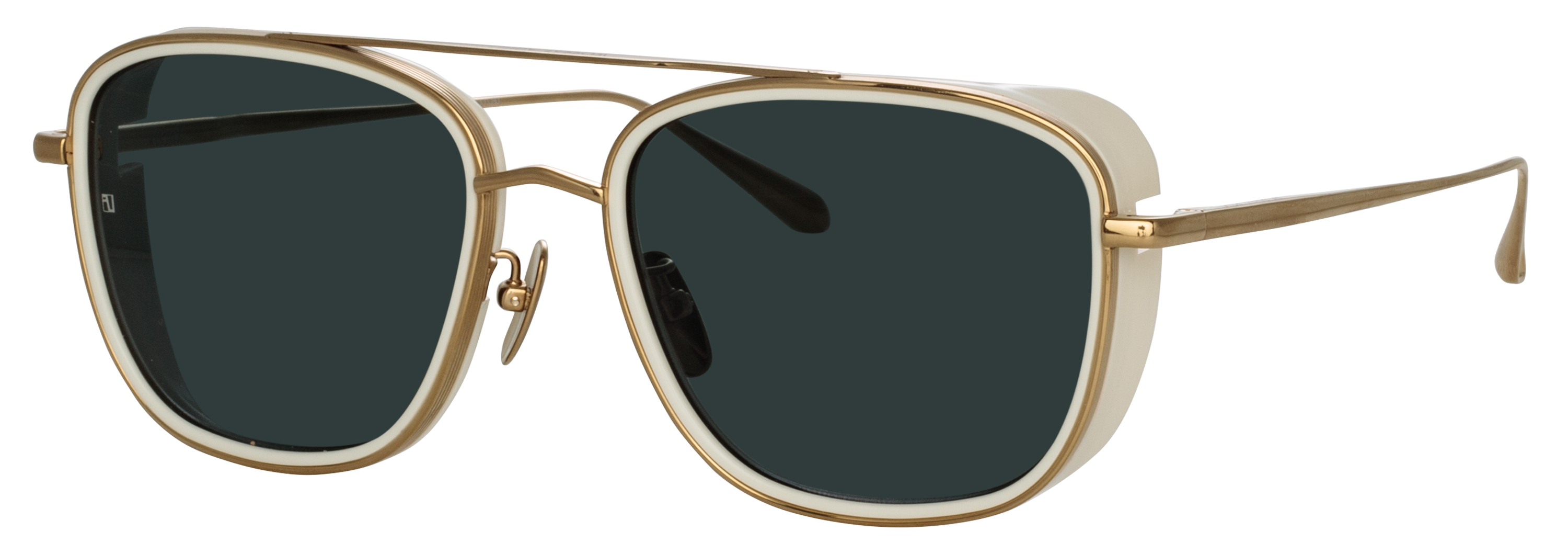 Color_LFL1441C3SUN - Jarvis Aviator Sunglasses in White / Yellow Gold and Deep Green