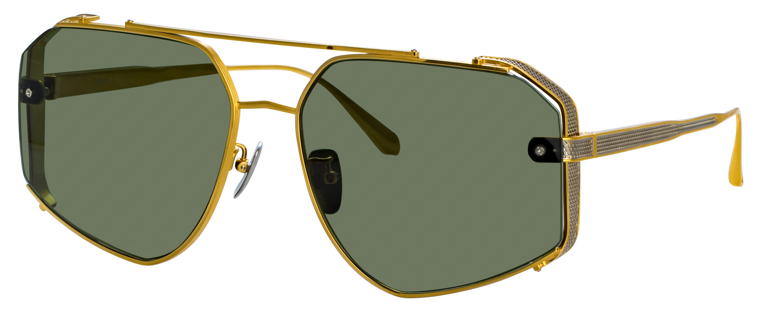 Color_LFL1505C3SUN - Amar Aviator Frame Sunglasses in Yellow Gold and Green
