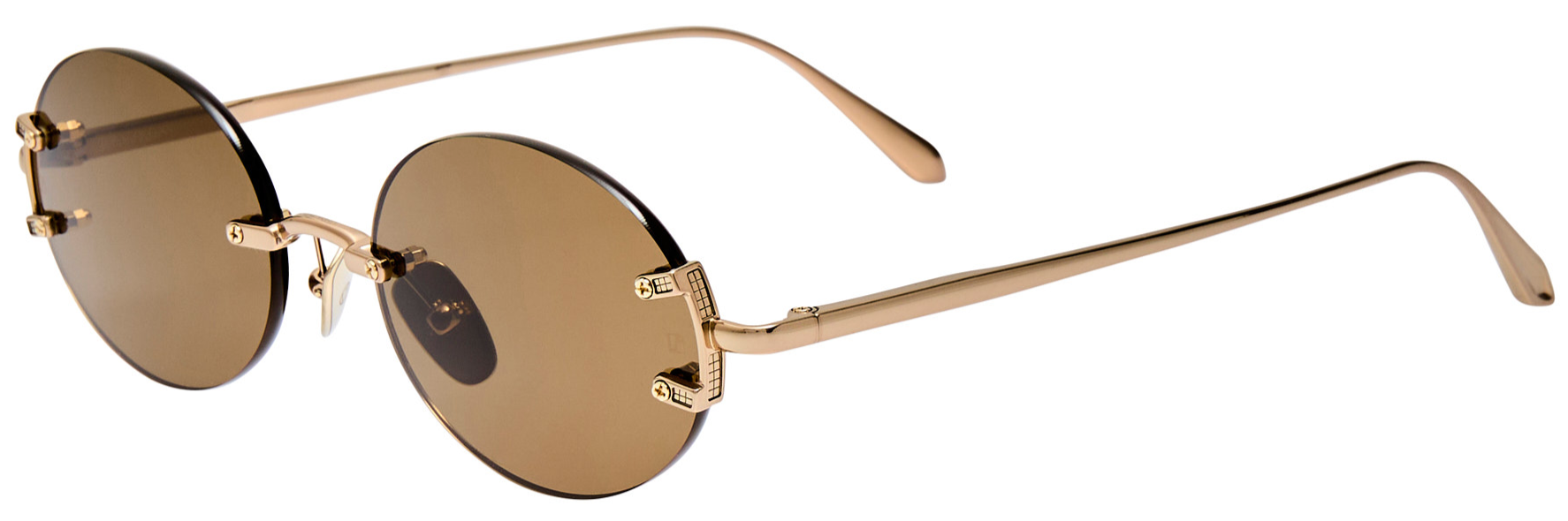Color_LFL1544C7SUN - Stella Oval Sunglasses in Light Gold and Brown