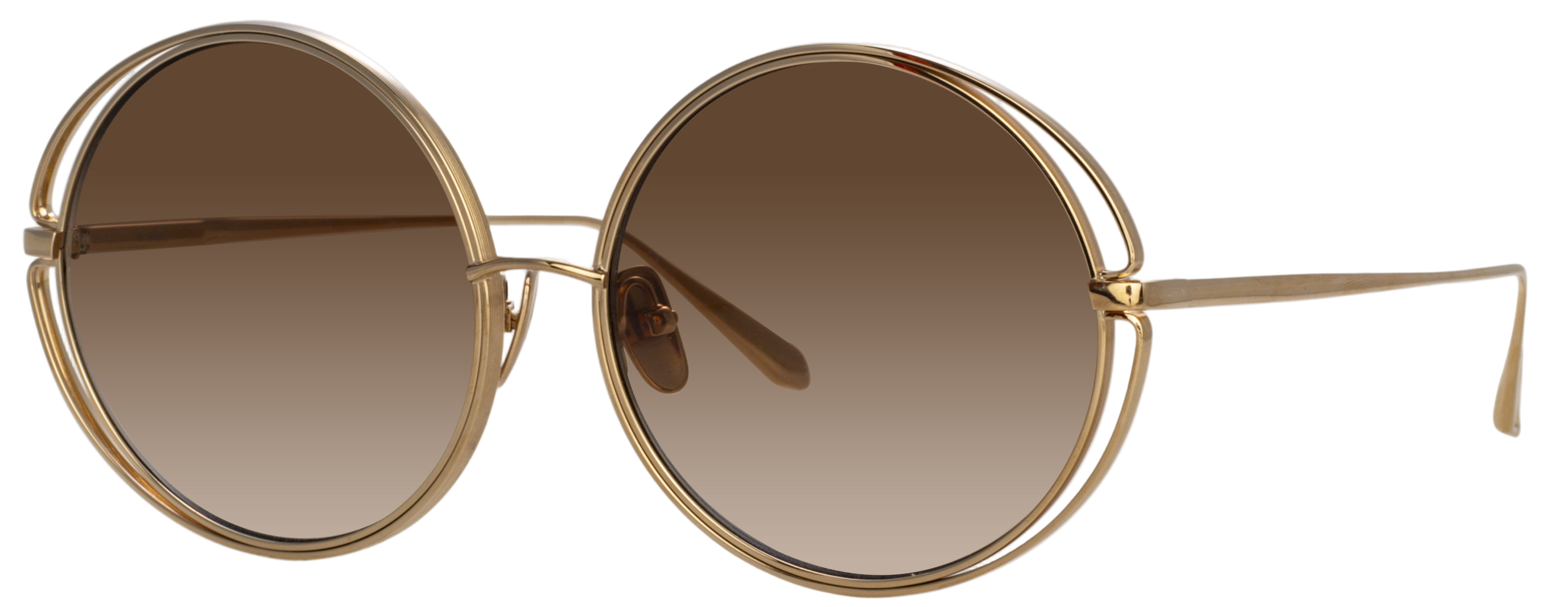 Color_LFL1456C2SUN - Selene Round Sunglasses in Light Gold and Mocha Grad