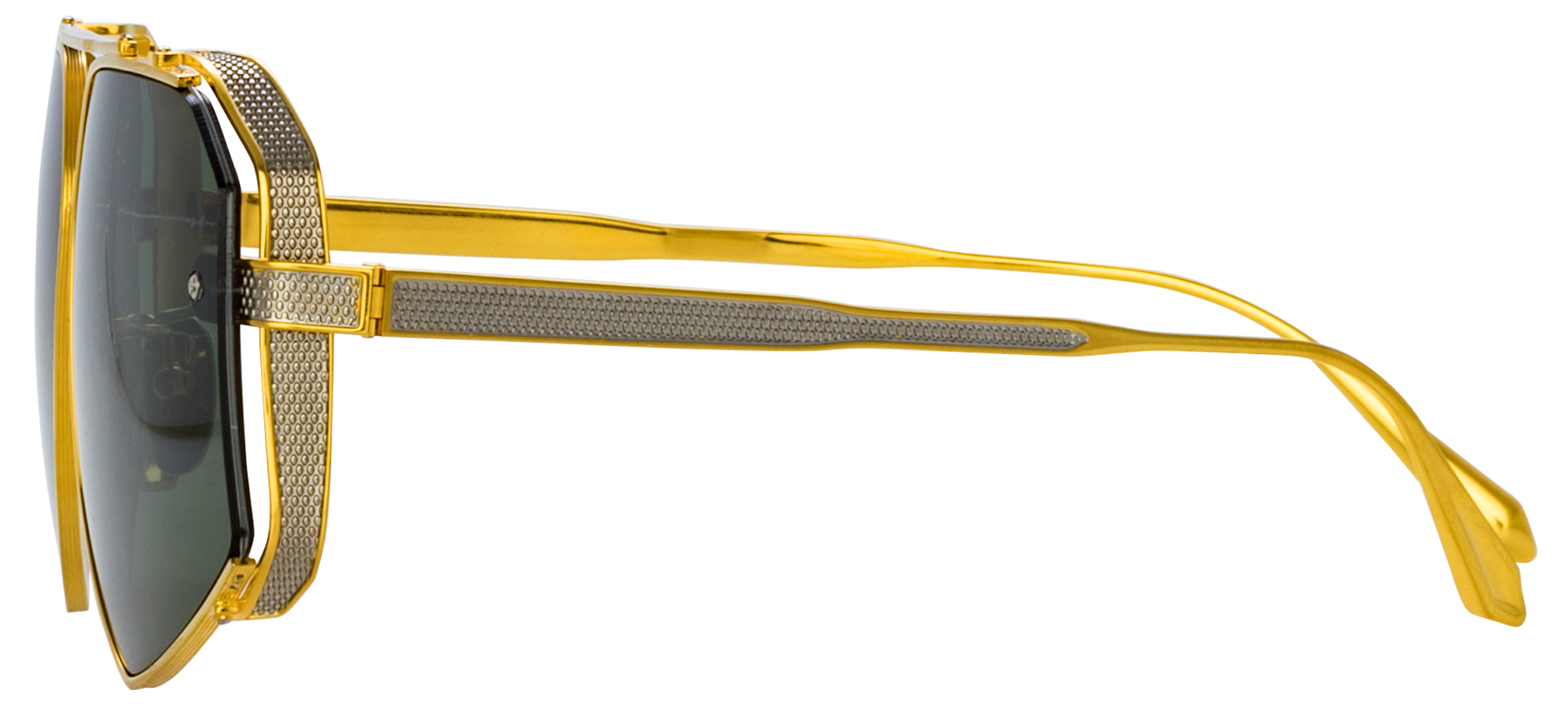 Color_LFL1505C3SUN - Amar Aviator Frame Sunglasses in Yellow Gold and Green