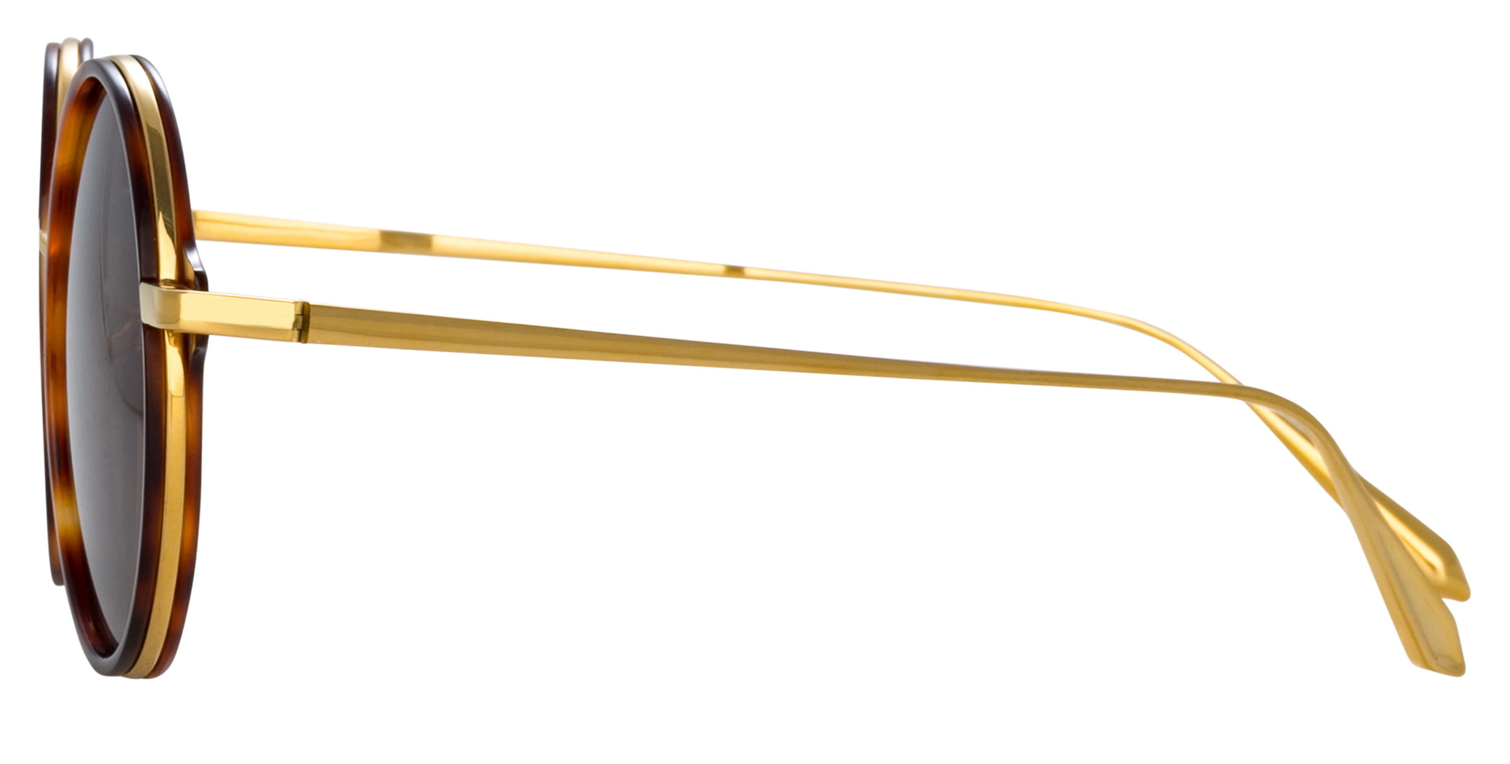 Color_LFL1247C5SUN - Bara Round Sunglasses in Titanium Tortoiseshell and Brown