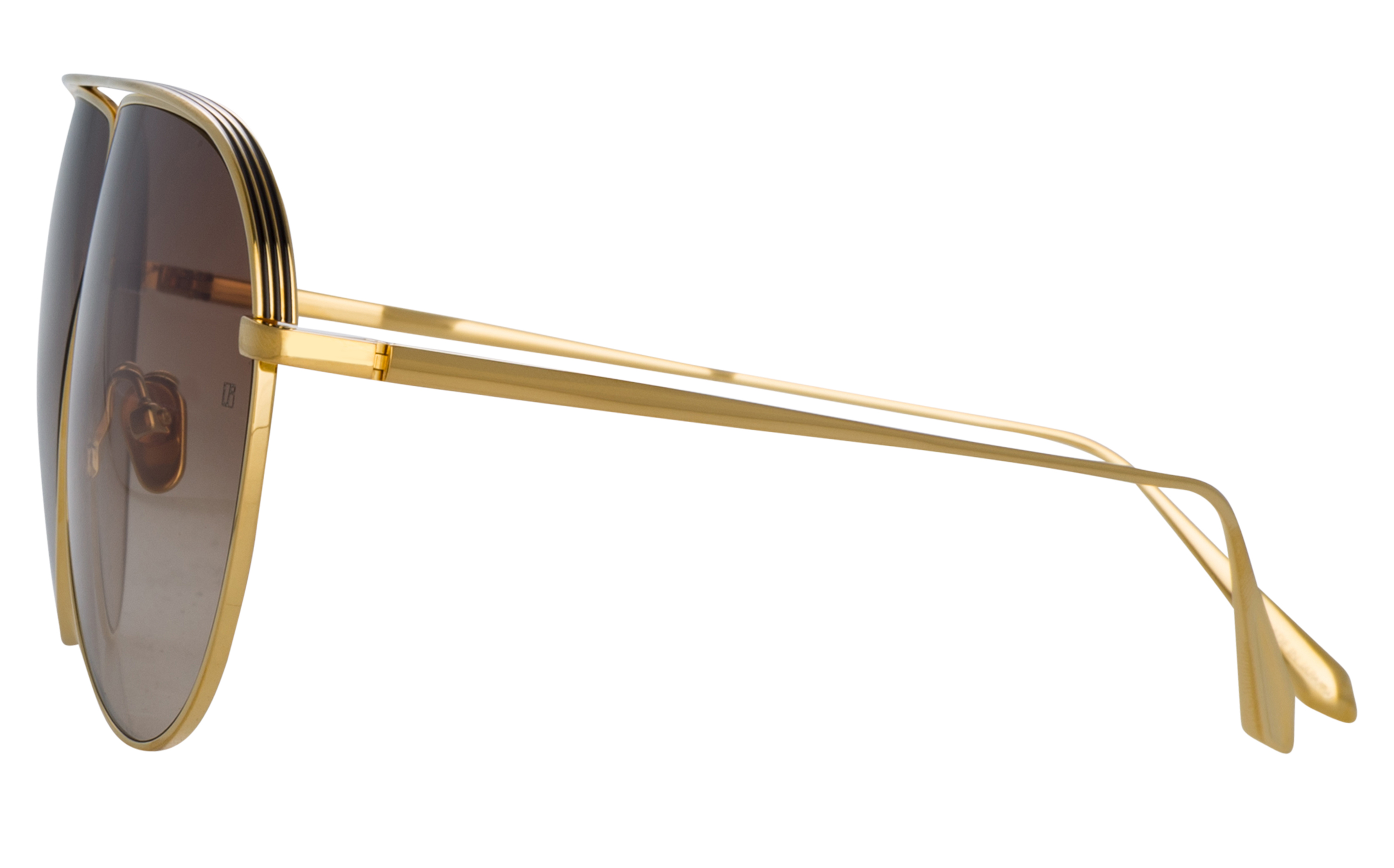 Color_LFL1263C2SUN - Hura Aviator Sunglasses in Titanium Yellow Gold and Brown Gradient