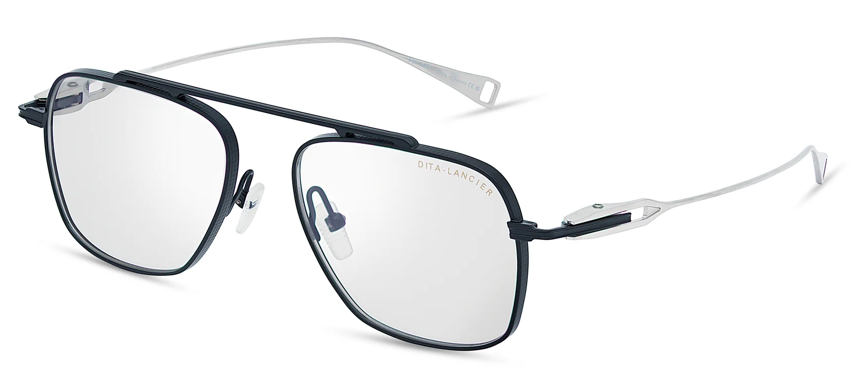 Color_DLX140-A-04 - Matte Black - Shiny Silver - Clear Blue Light Filter - Clear