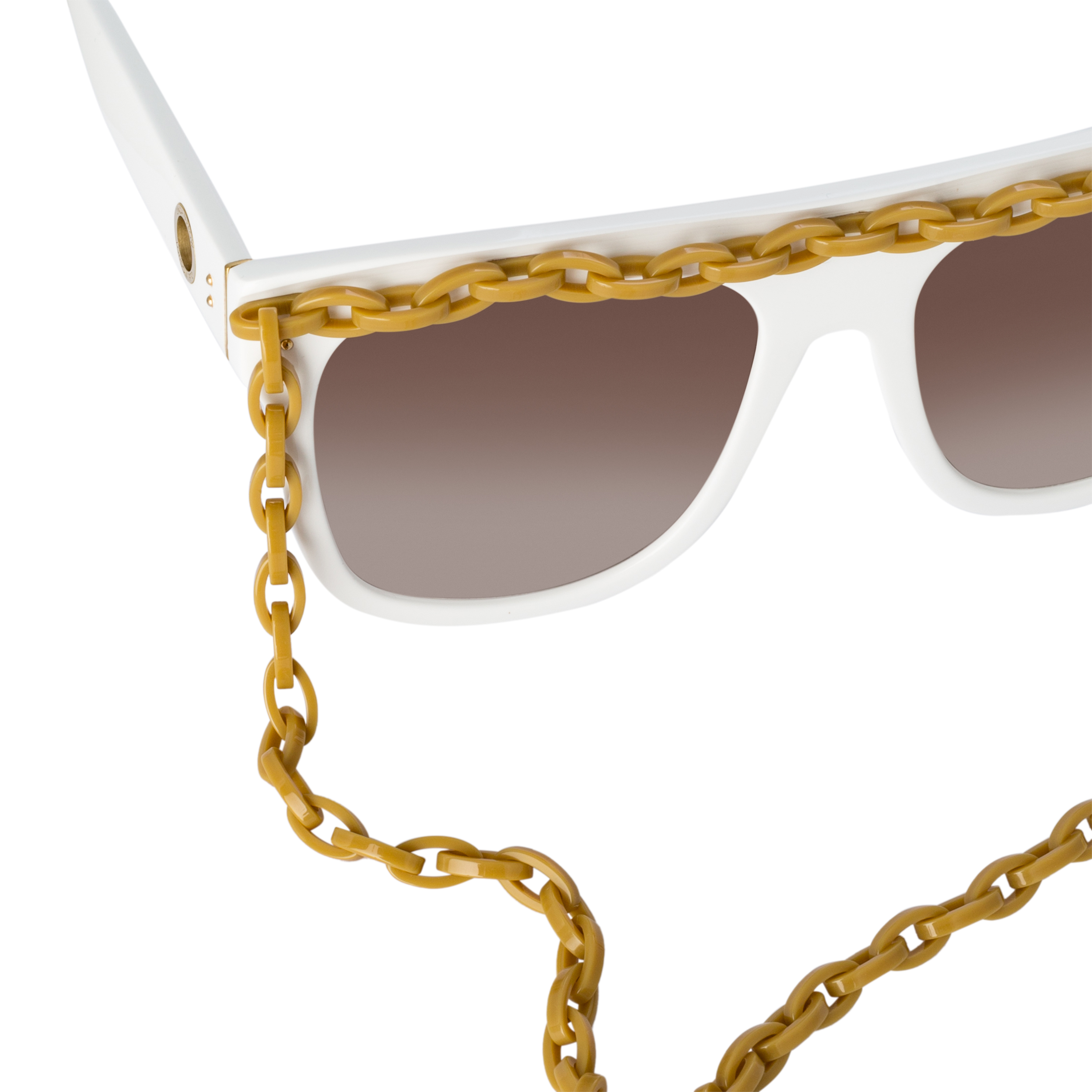Color_LFL1304C3SUN - Dakota Flat Top Sunglasses in White and Mocha Grad