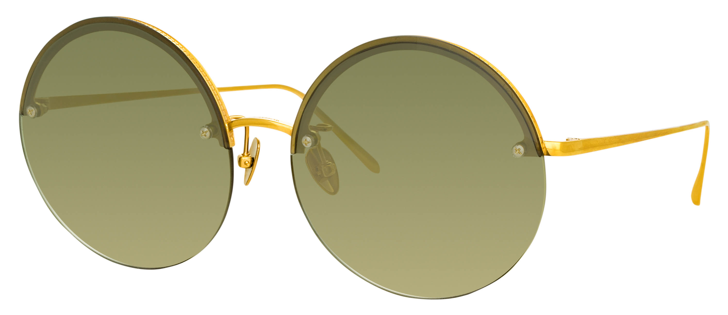 Color_LFL1097C2SUN - Adrienne Round Sunglasses in Yellow Gold and Green