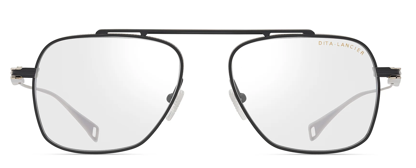 Color_DLX140-A-04 - Matte Black - Shiny Silver - Clear Blue Light Filter - Clear