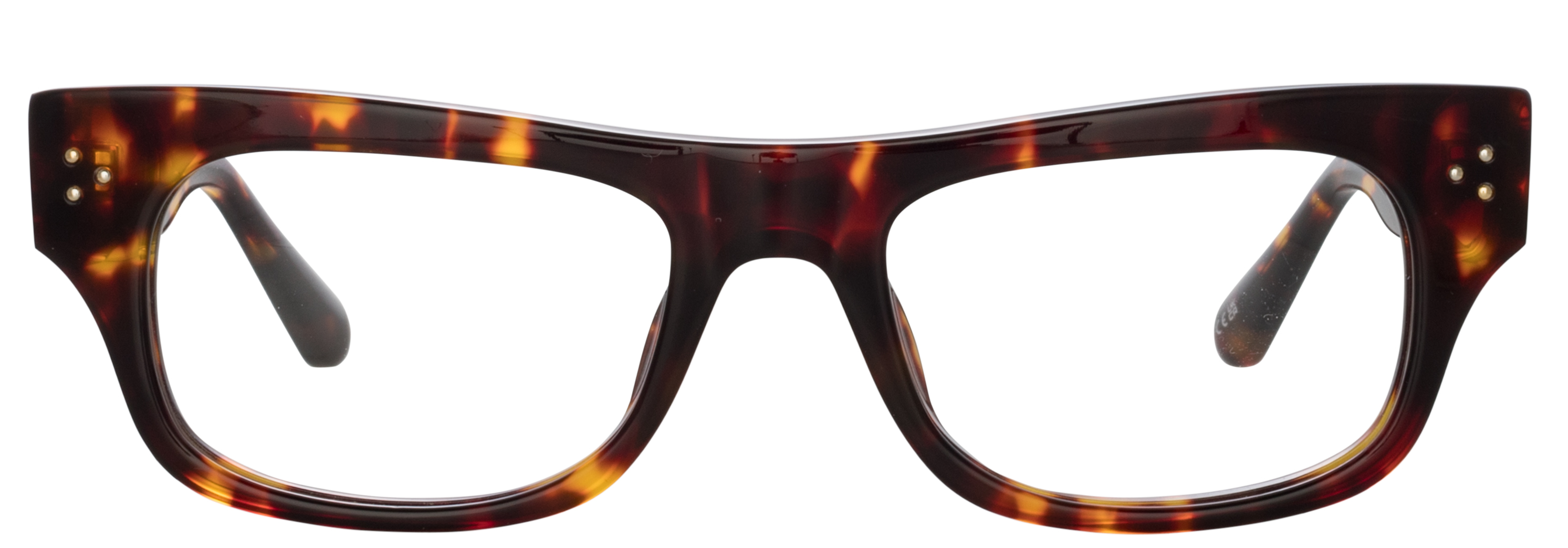 Color_LFL1448C5OPT - Falck Rectagular Eyeglasses in Dak T-Shell / Yellow Gold and Clear