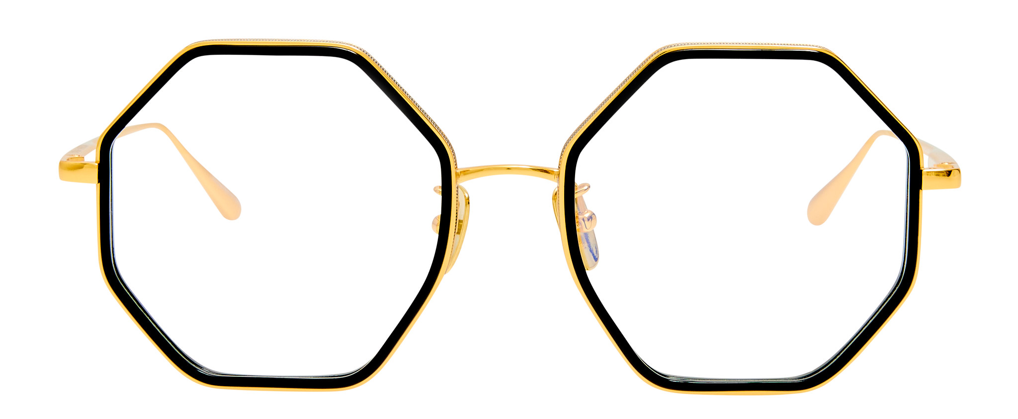 Color_LFL1709C4OPT - Coraline Hexagon Eyeglasses in Titanium Black and Yellow Gold