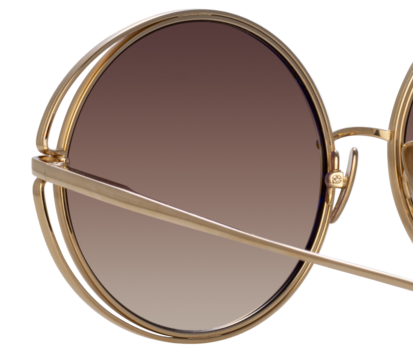 Color_LFL1456C2SUN - Selene Round Sunglasses in Light Gold and Mocha Grad