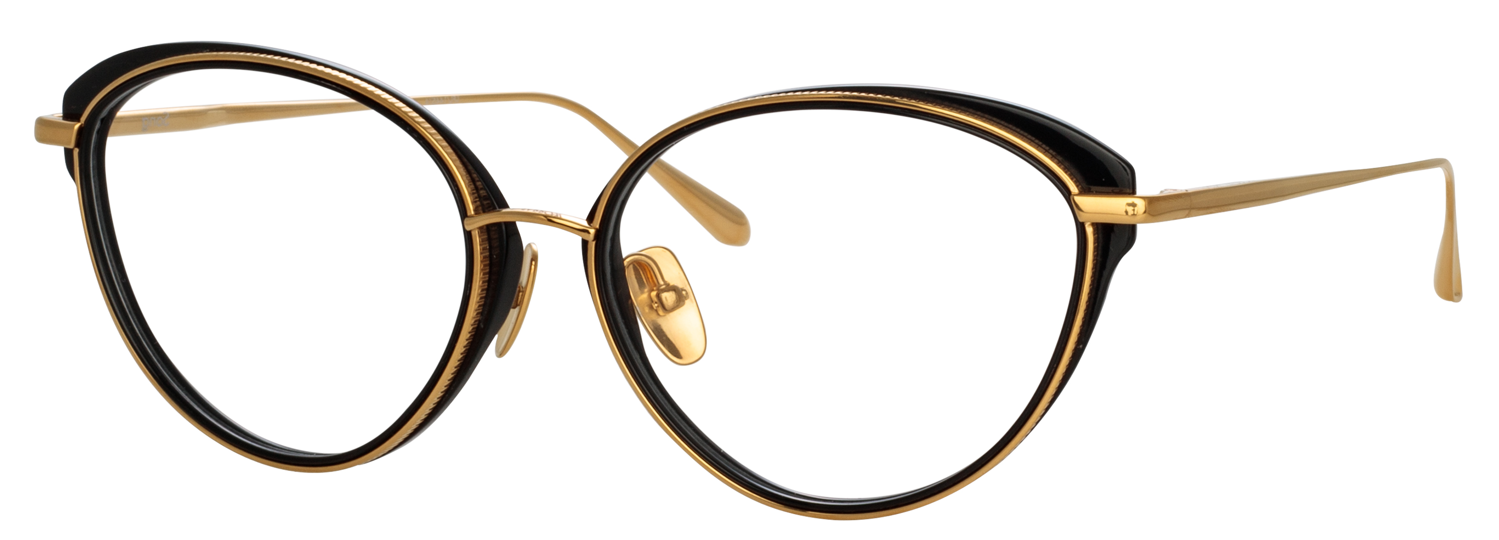 Color_LFL1445C4OPT - Song Cat-Eye Eyeglasses in Black / Yellow Gold and Clear