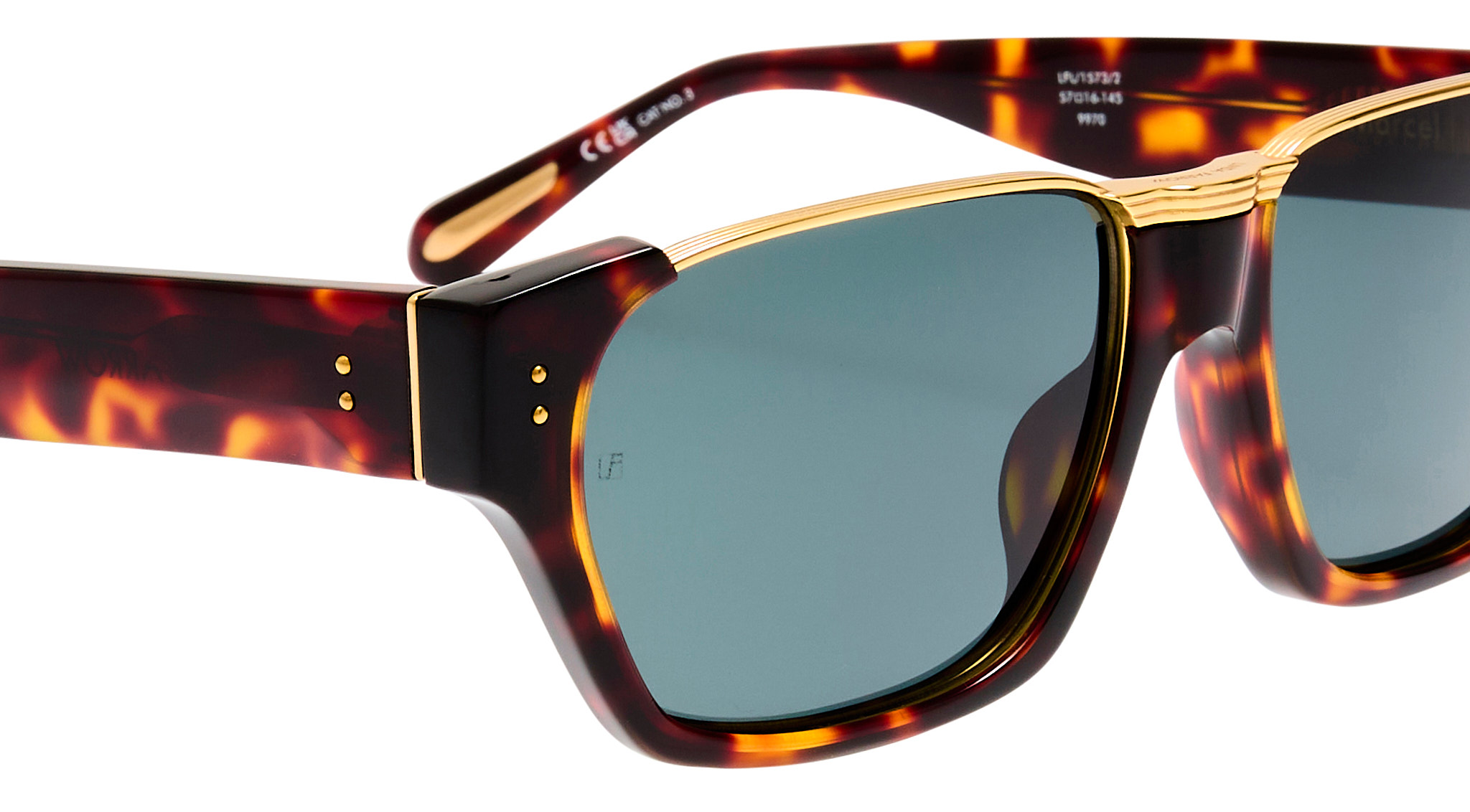 Color_LFL1573C2SUN - Marcel Rectangular Sunglasses in Tortoise Shell and Green