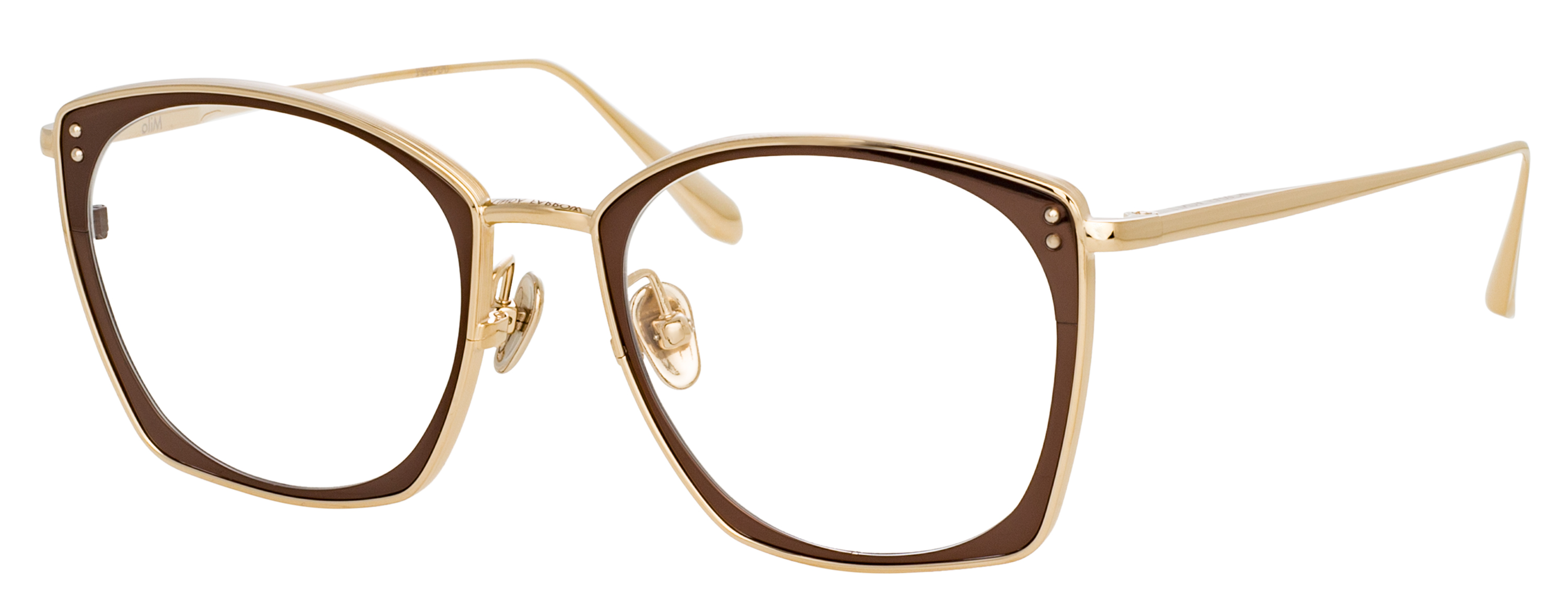 Color_LFL1338C2OPT - Milo Square Eyeglasses in Light Gold / Metallic Brown