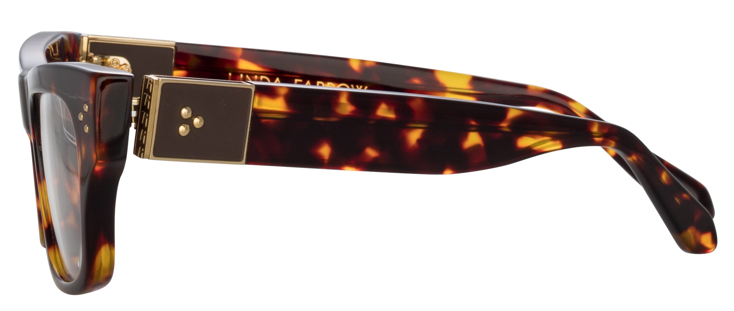 Color_LFL1448C5OPT - Falck Rectagular Eyeglasses in Dak T-Shell / Yellow Gold and Clear
