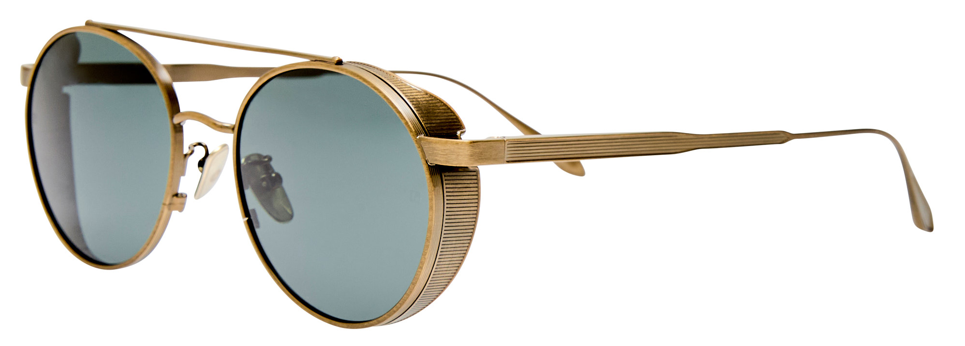 Color_LFL1549C4SUN - Conor Oval Sunglasses in Antique Gold and Deep Green