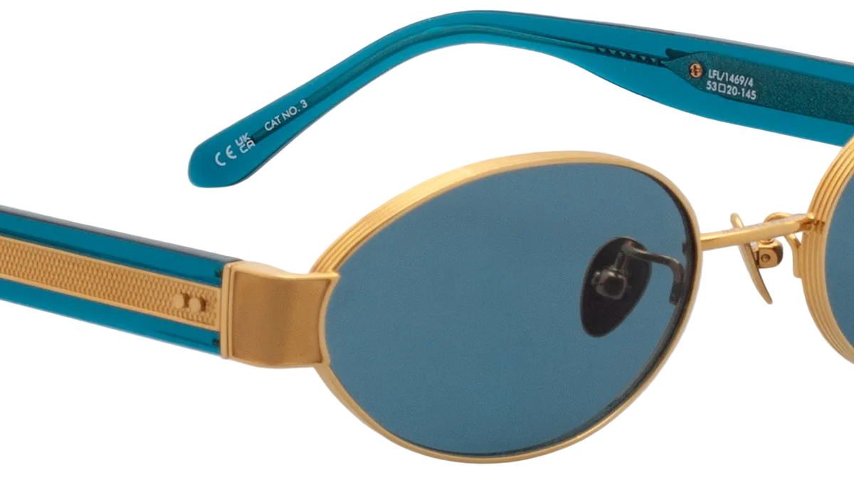 Color_LFL1469C4SUN - Sadie Oval Sunglasses in Yellow Gold and Aqua