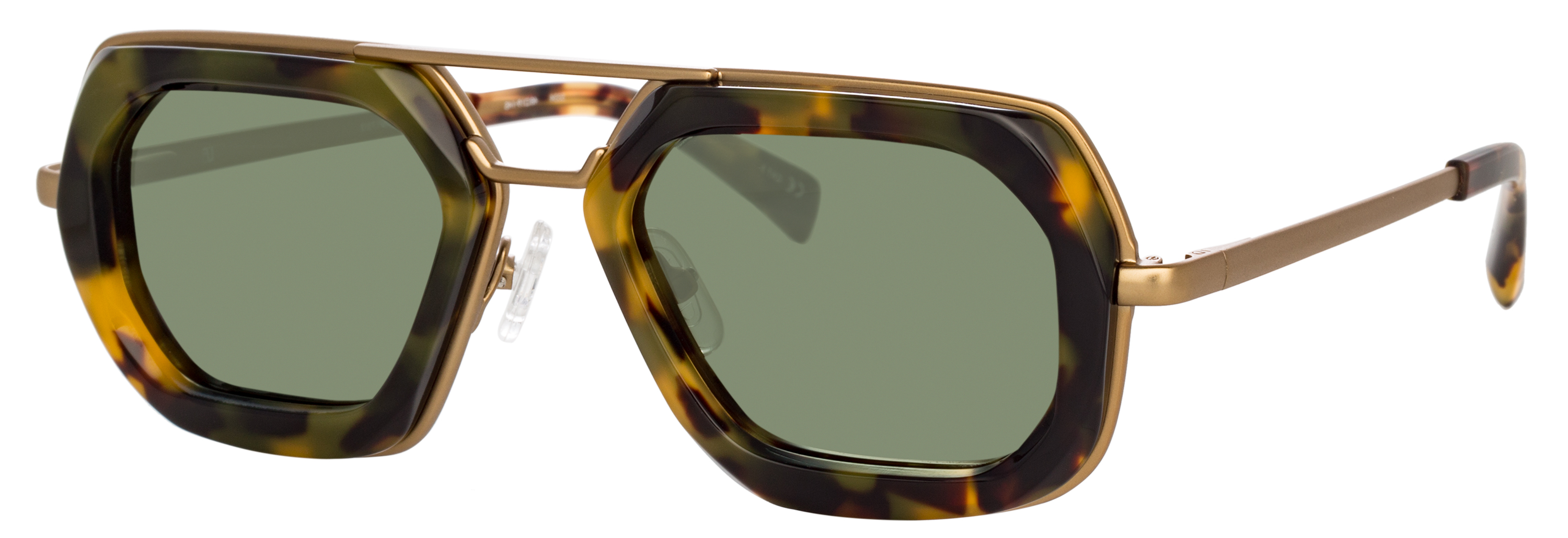 Color_DVN173C3SUN - Dries Van Noten 173 Aviator Sunglasses in Yellow Gold and Green