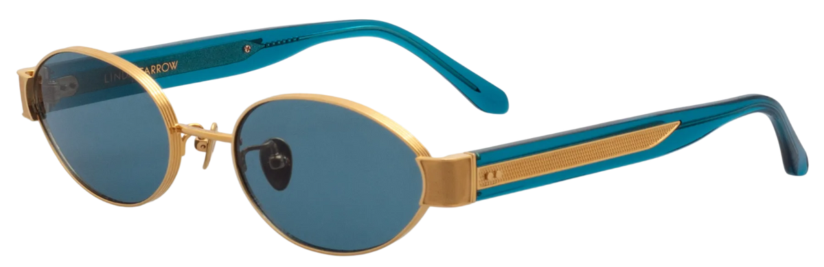 Color_LFL1469C4SUN - Sadie Oval Sunglasses in Yellow Gold and Aqua