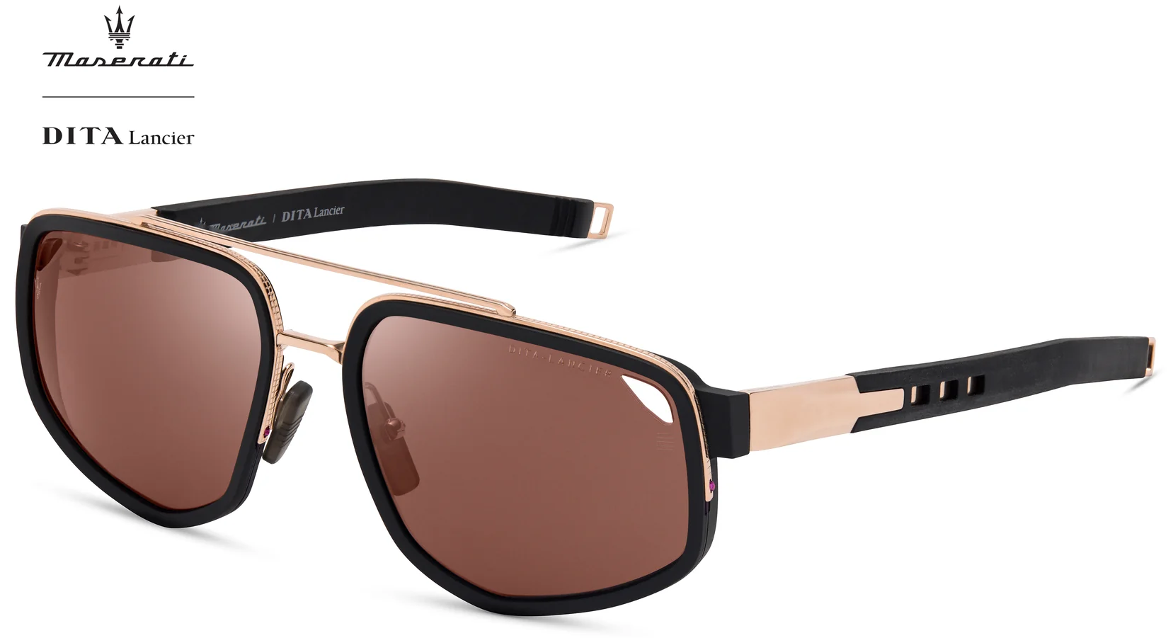 Color_DLS333-A-01 - Rose Gold - Matte Black / Land Lens - Brown Polarized