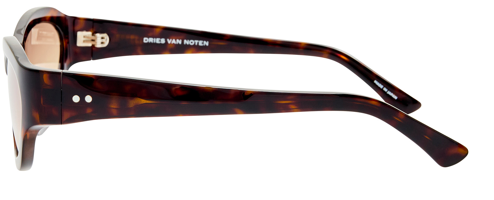 Color_DVN215C6SUN - Dries Van Noten 215 Wrap Sunglasses in Tortoise Shell and Brown Yellow Gradient