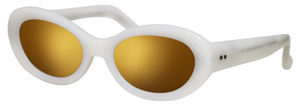 Color_DVN211C7SUN - Dries Van Noten 211 Oval Sunglasses in White and Brown Mirror