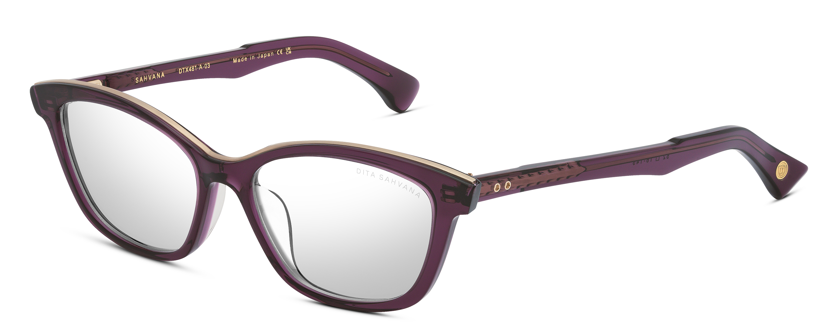 Color_DTX481-A-03 - Purple Glass - Brushed White Gold / Clear