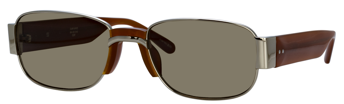 Color_DVN196C5SUN - Dries Van Noten 196 Rectangular Sunglasses in Silver / Brown and Grey