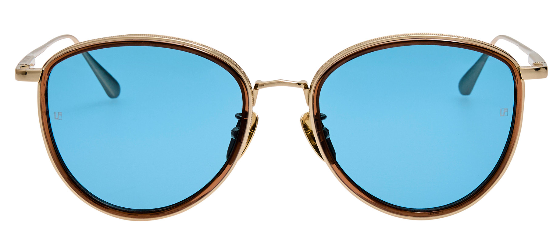 Color_LFL1580C5SUN - Dahlia Oval Sunglasses in Brown / Light Gold and Aqua
