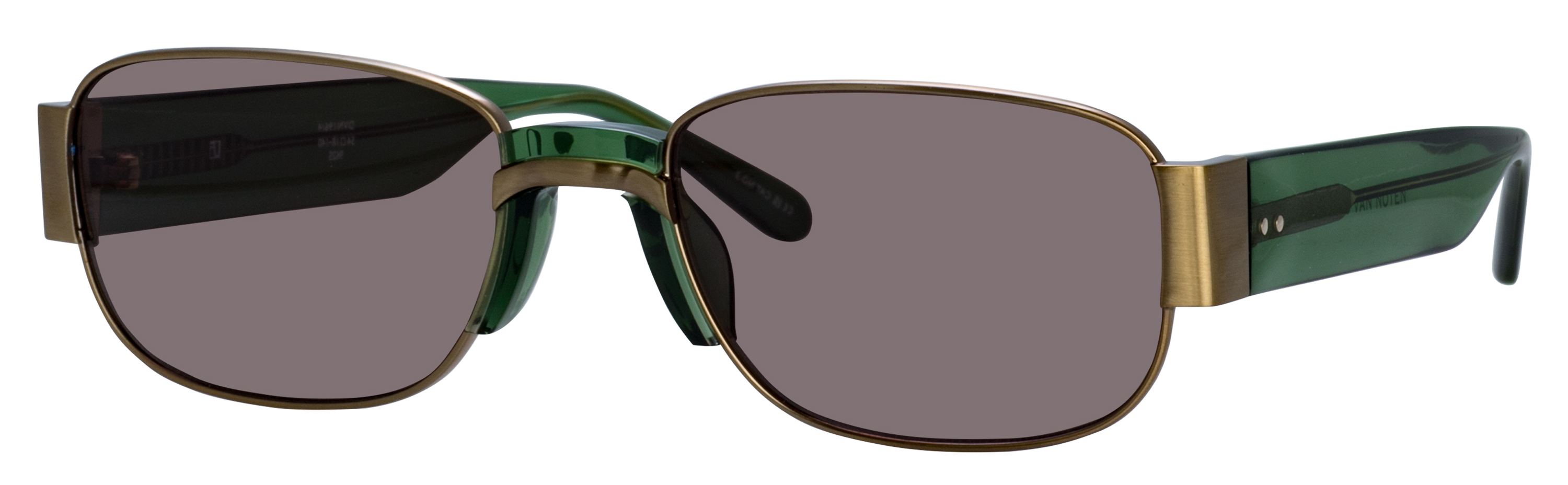 Color_DVN196C4SUN - Dries Van Noten 196 Rectangular Sunglasses in Antique Gold / Green and Grey