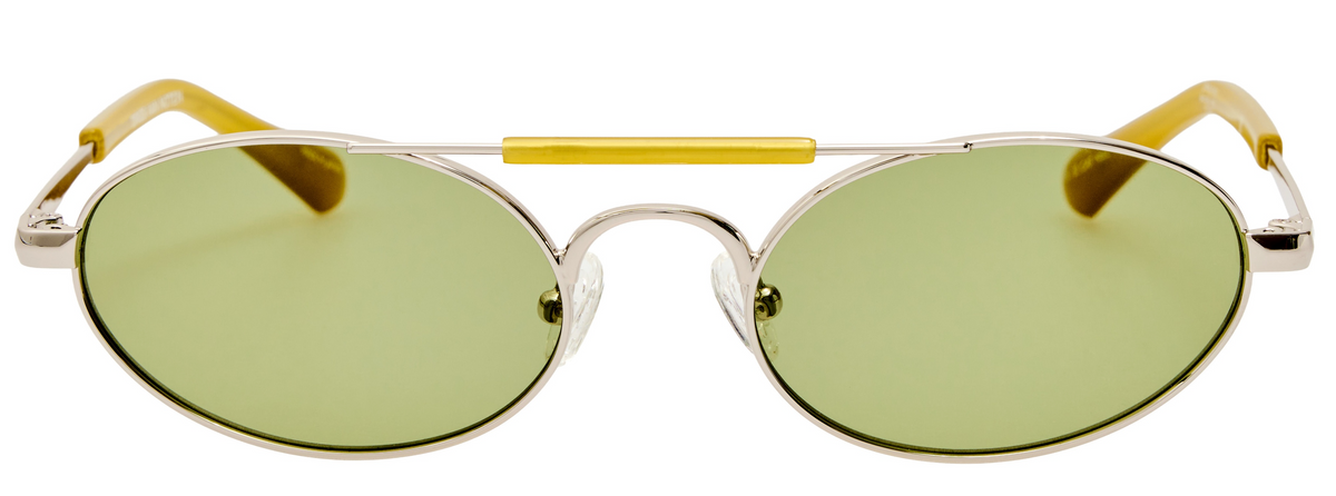 Color_DVN219C2SUN - Dries Van Noten 219 Oval Sunglasses in Silver and Green
