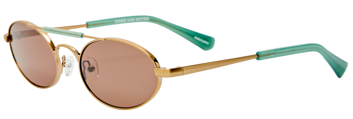 Color_DVN219C3SUN - Dries Van Noten 219 Oval Sunglasses in Antique Gold / Blue and Grey