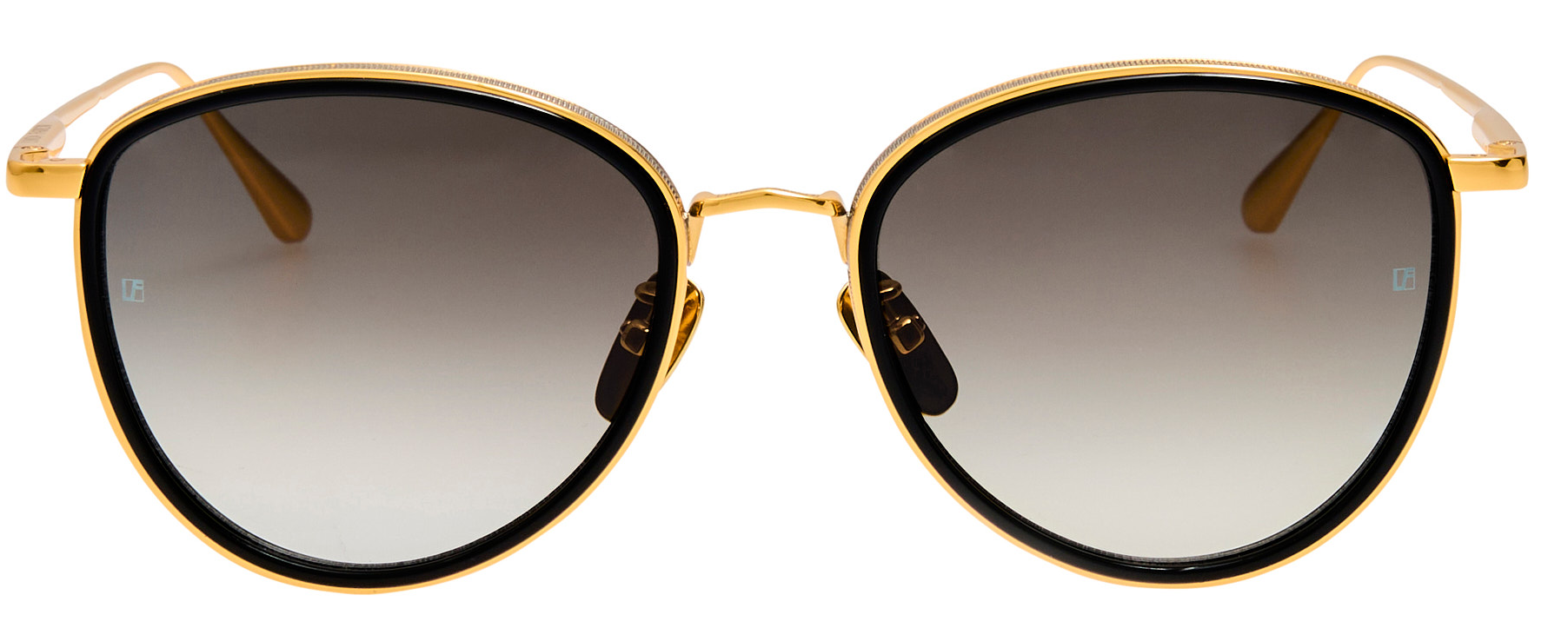 Color_LFL1580C4SUN - Dahlia Oval Sunglasses in Black / Yellow Gold and Grey Grad