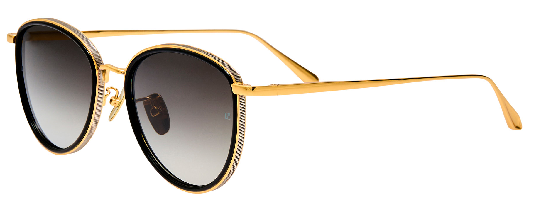 Color_LFL1580C4SUN - Dahlia Oval Sunglasses in Black / Yellow Gold and Grey Grad