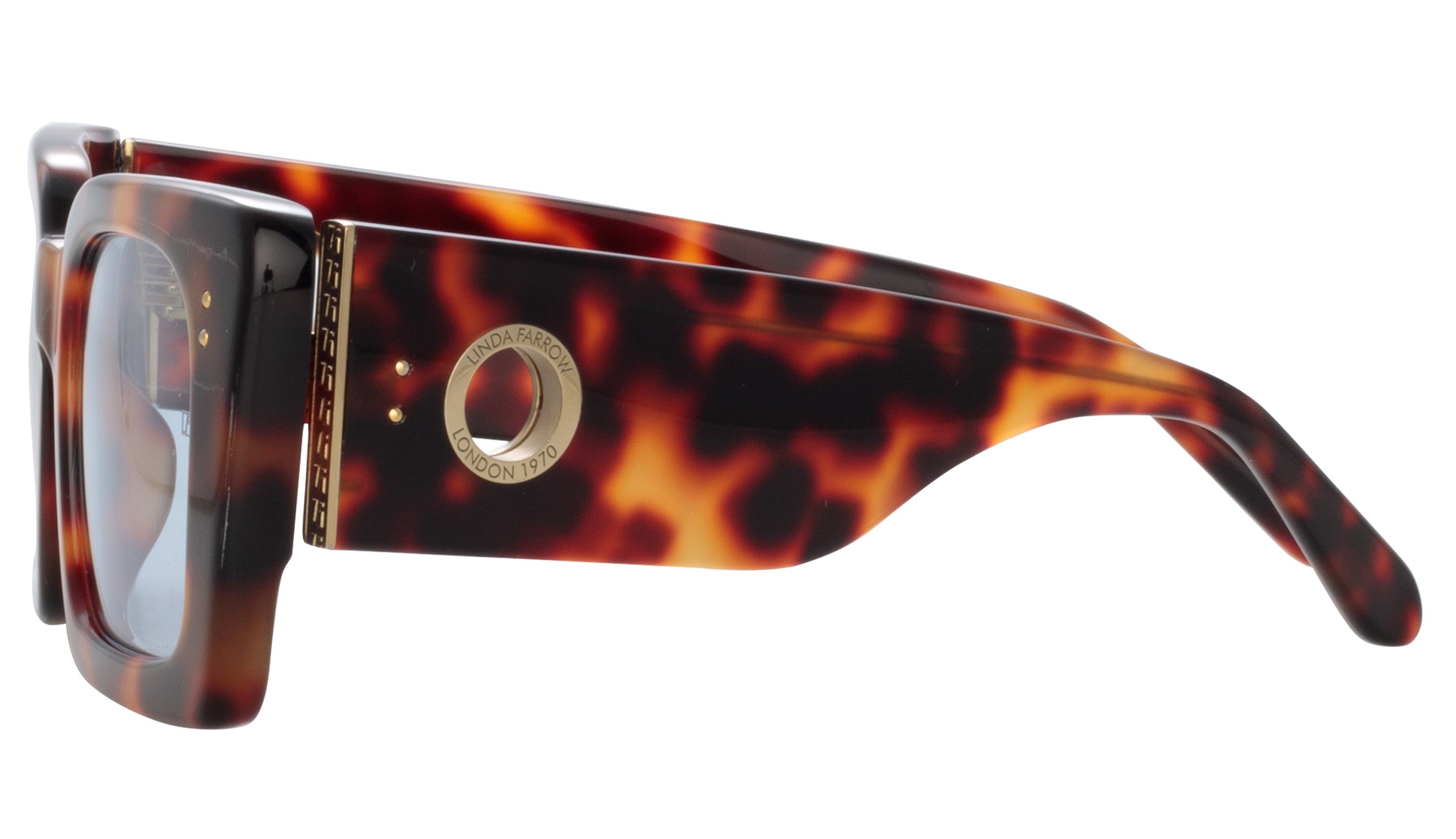 Color_LFL1297C6SUN - Nieve Rectangular Sunglasses in Tortoiseshell and Blue