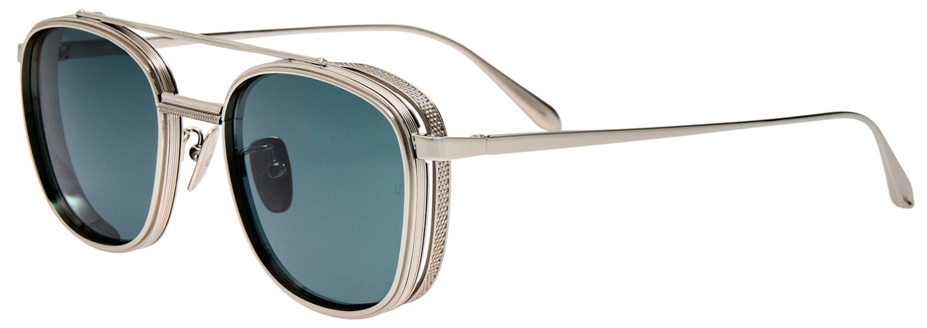 Color_LFL1558C2SUN - Varo Square Sunglasses in White Gold and Deep Green