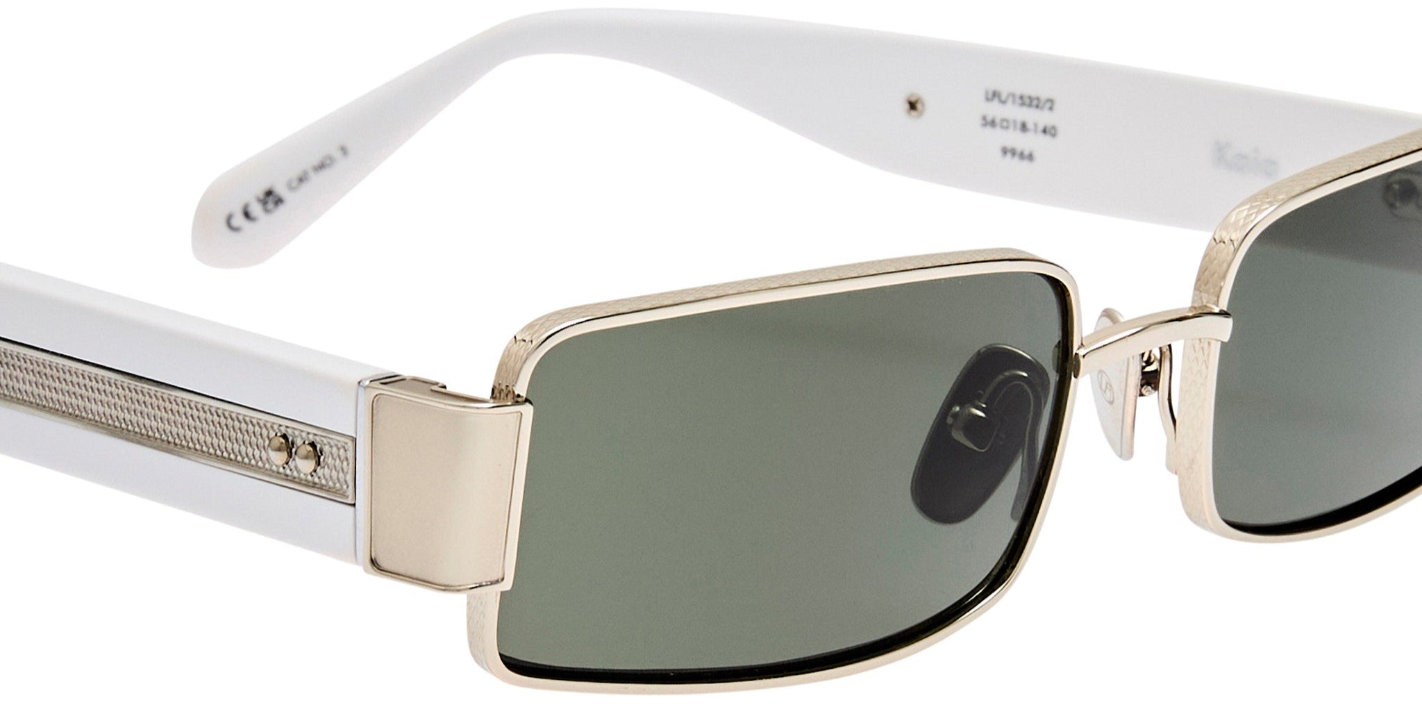 Color_LFL1532C2SUN - Kaia Rectangle Sunglasses in White Gold and Grey