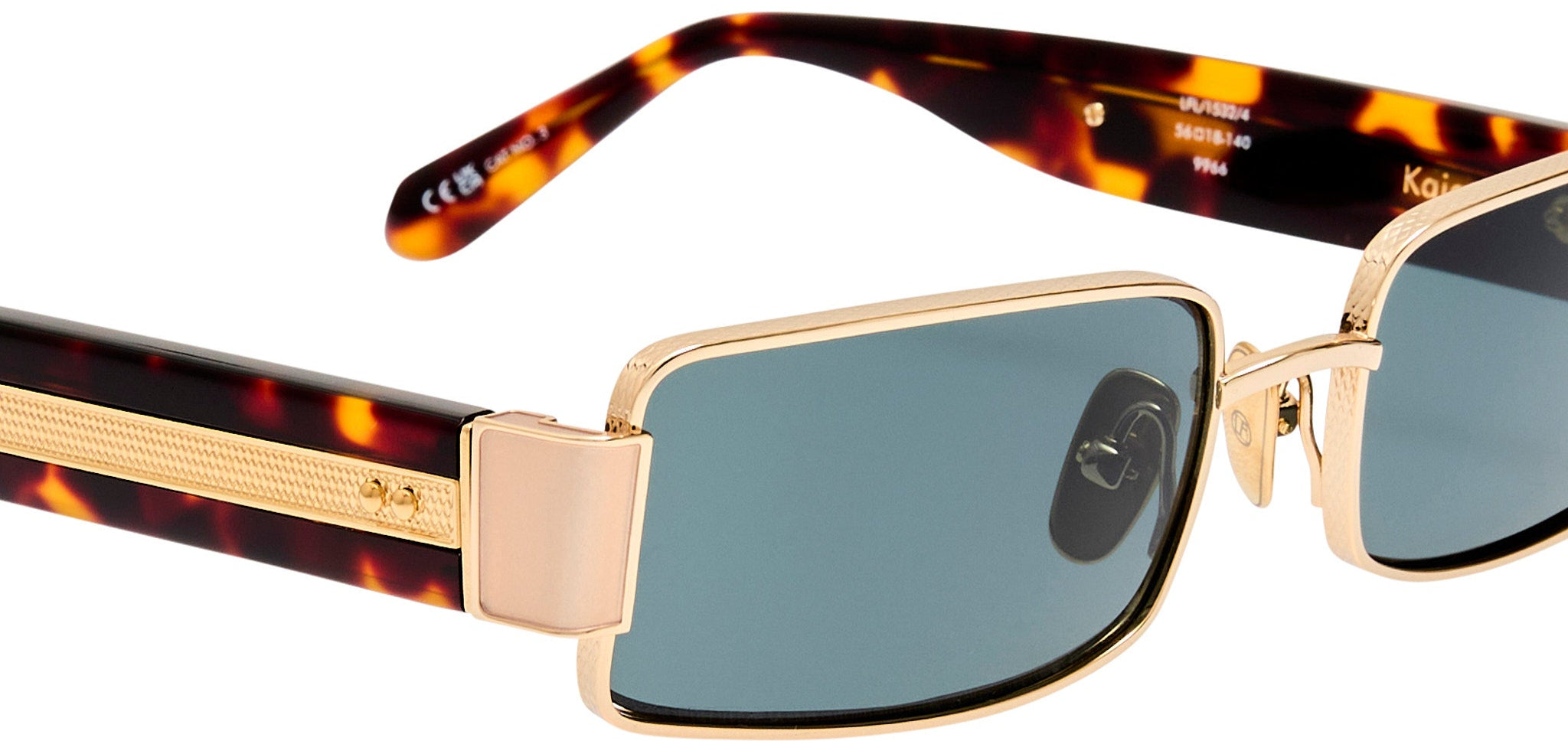 Color_LFL1532C4SUN - Kaia Rectangle Sunglasses in Yellow Gold and Deep Green