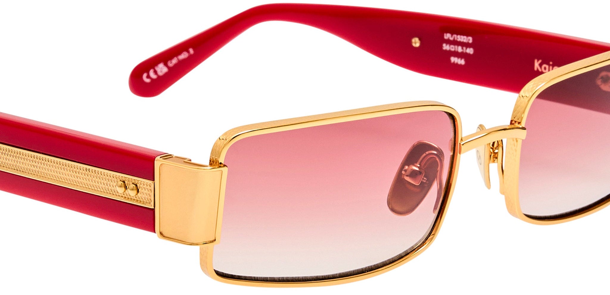 Color_LFL1550C3SUN - Kaia Rectangle Sunglasses in Yellow Gold and Red