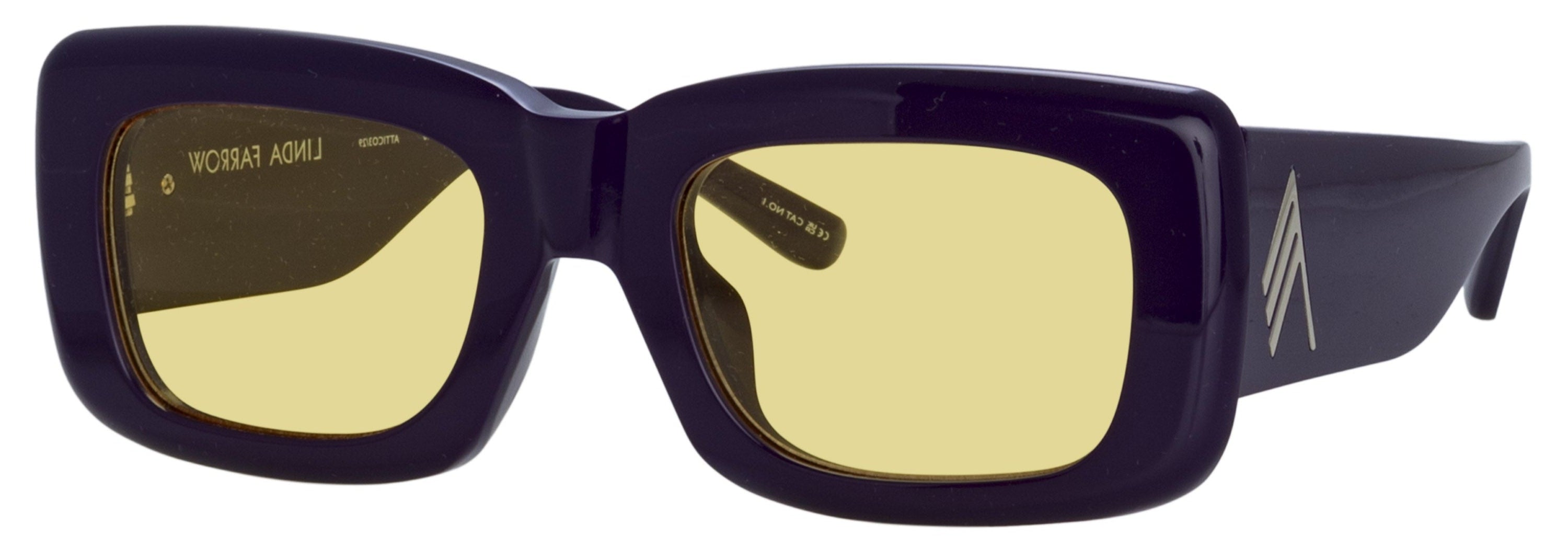 Color_ATTICO3C29SUN - The Attico Marfa Rectangular Sunglasses in Purple and Yellow